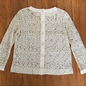 Banana Republic cream lace 3/4 cropped shirt S